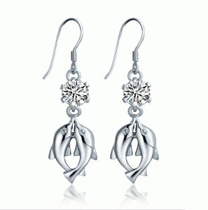 Sales 925 silver earrings with zircon 